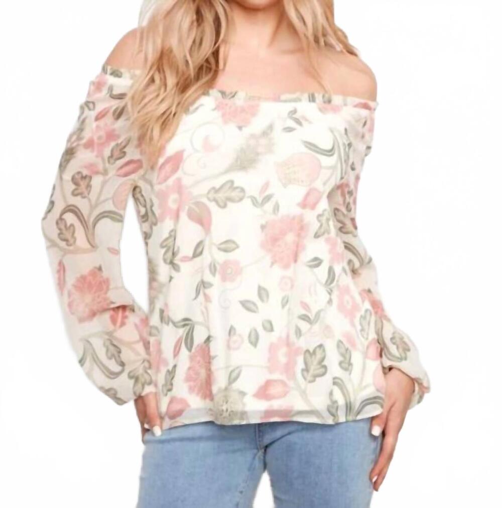 NEW CHARLIE B printed off-shoulder blouse in rustic